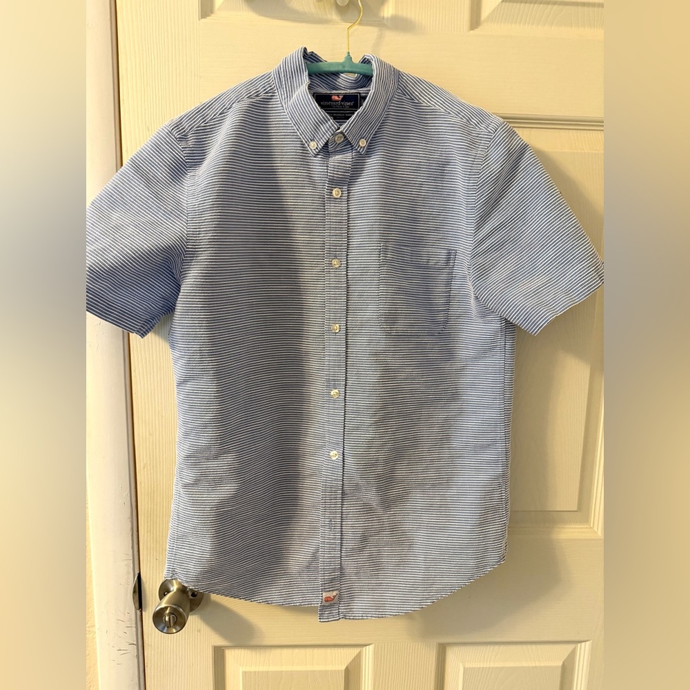 Vineyard Vines Slim Fit Murray Shirt Mens Blue Norman Island Stripe Preppy Med